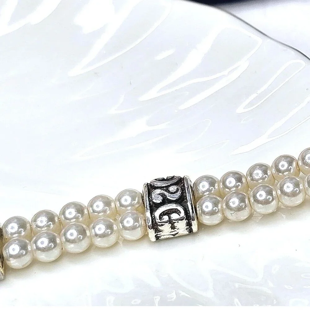 Brighton Lady Jane Silver-plated Pearl Double Strand Pearl Bracelet - Picture 5 of 8